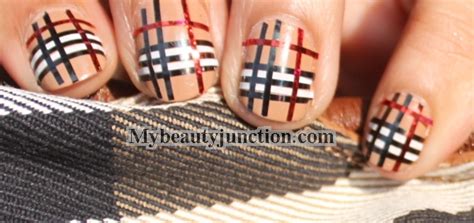 burberry nail art tutorial|Burberry plaid striping tape tutorial.